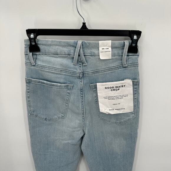 GOOD AMERICAN NWT GOOD WAIST SKINNY CROPPED JEANS in Blue635 // 00 (24) - Picture 8 of 11